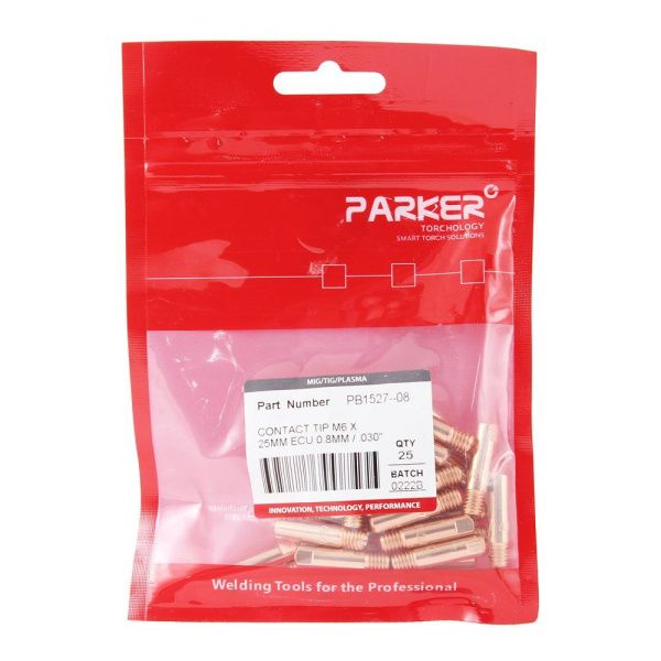 PB1527-08 Parker Contact tip M6 X 25MM ECU 0.8MM .030'' (pack)