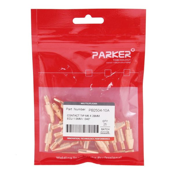 PB2504-10A Parker Contact tip M6 x 28MM ECU 1.0MM (pack)