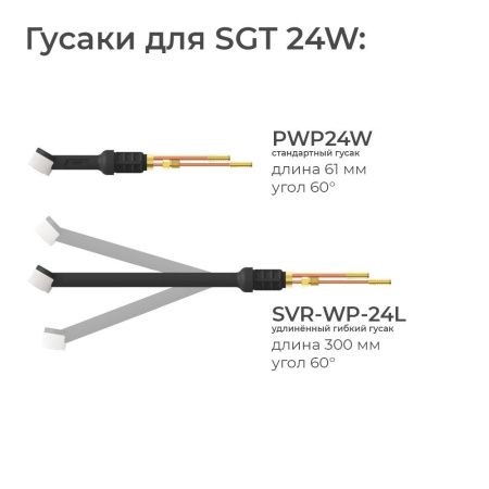 Сварочная аргонодуговая горелка Parker SGT 24W с маленькой головой и морозостойким шланговым пакетом 8 метров для TIG сварки в среде аргона