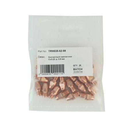 TRM035-62-08 Контактный наконечник TRM М8 CuCrZr 0,8x20,0 мм для короткого сопла